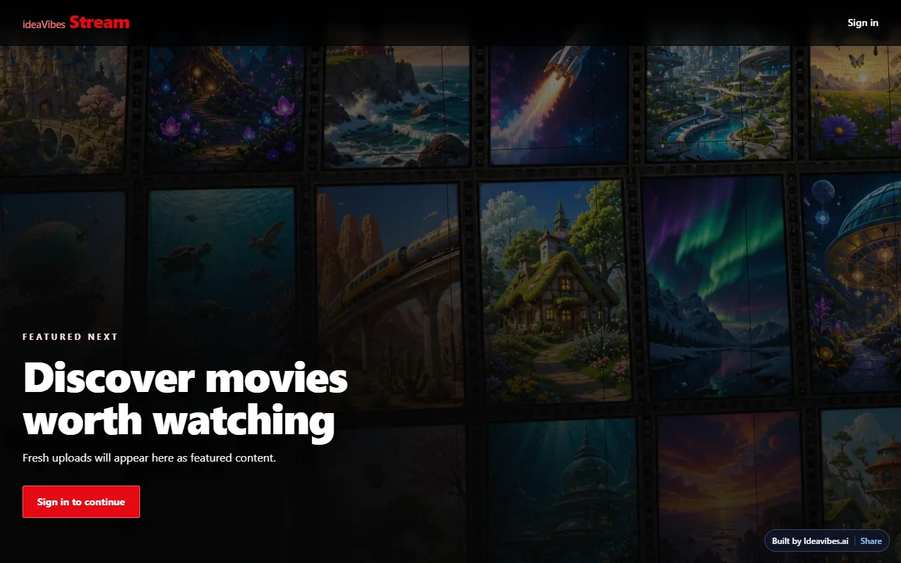 Screenshot of ideaVibesStream, a multimedia streaming app |ideavibes ai